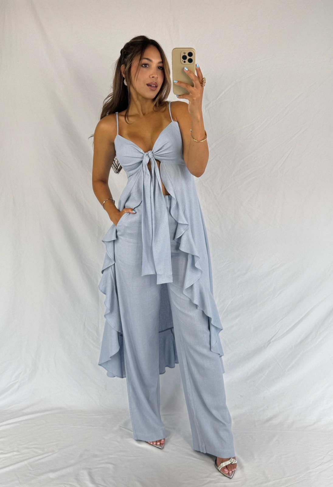 CONJUNTO TUNICA BABADOS+CALÇA RETA