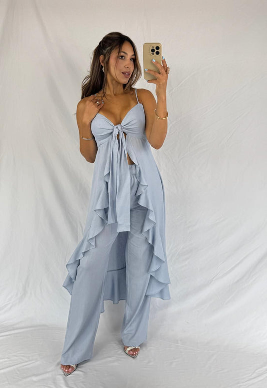 CONJUNTO TUNICA BABADOS+CALÇA RETA