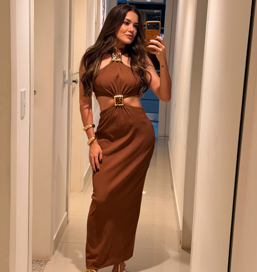 Golden Hour Elegance Cutout Dress